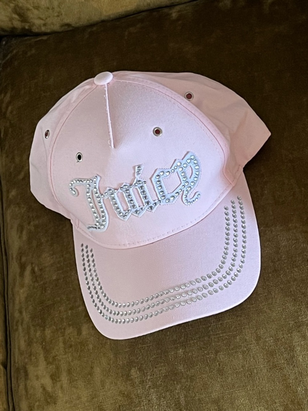 Juicy Couture Blush Pink Rhinestone Logo Baseball Cap